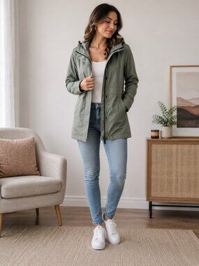 Mondetta Outdoor Project Waterproof Rain Jacket – Women’s Size SP | Sage Green